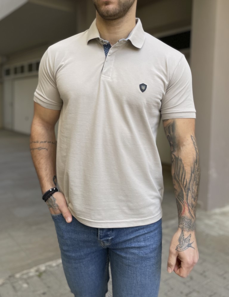 Everbest Everbest ανδρική γκρι πικέ Polo μπλούζα Plus Size 252832G